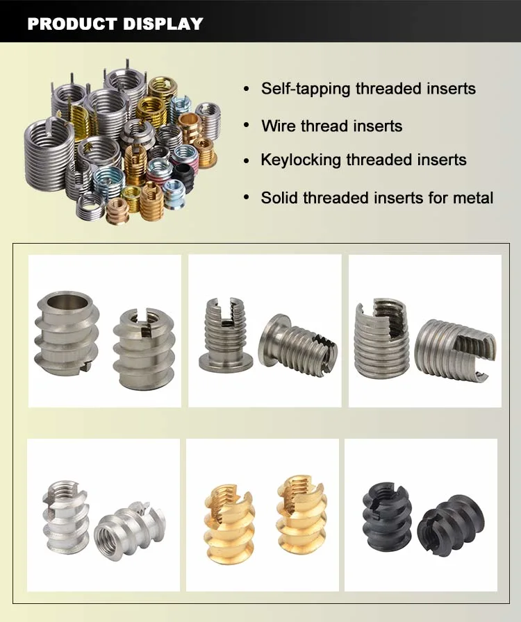 Yellow Plated Carbon Steel Self Tapping Inserts with Self Tapping Threaded Inserts for Plastic Sti