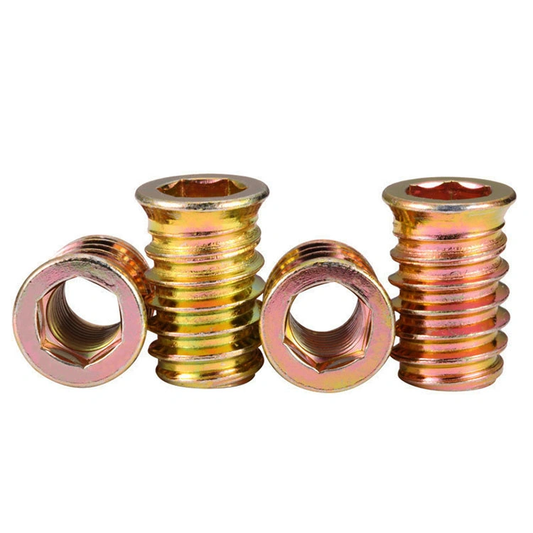 M4 M5 M6 M8 M10 Furniture Threaded Inserts Insert Manufacturer Type D Steel Galvanized Allen Drive Nut Tapping Threaded Insert for Wood